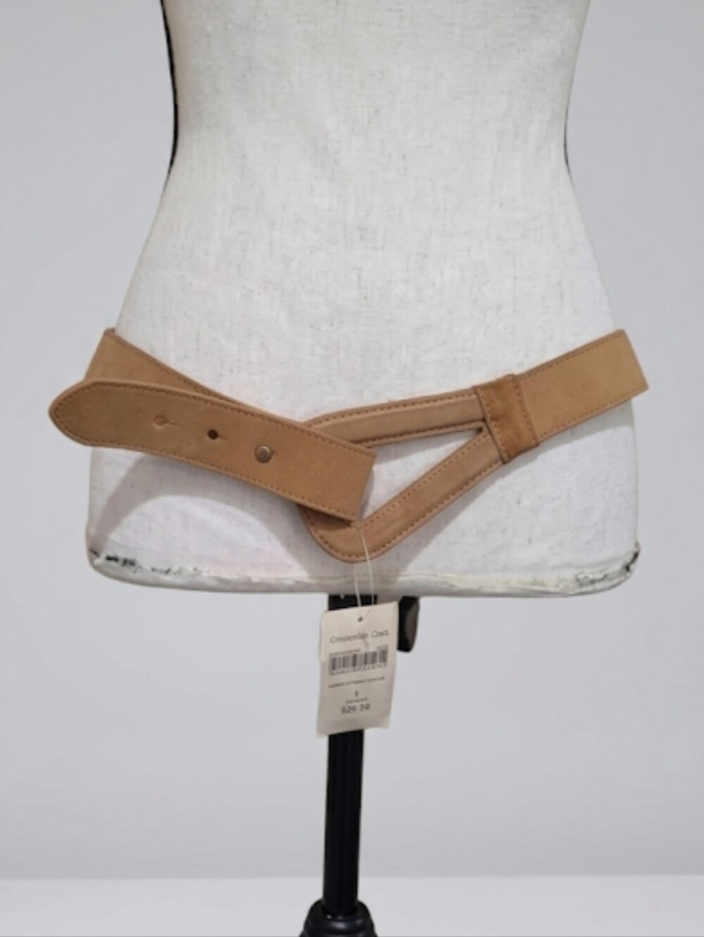 Coldwater Creek Vintage Leather Suede Camel V-Front Hipslung Waist Belt